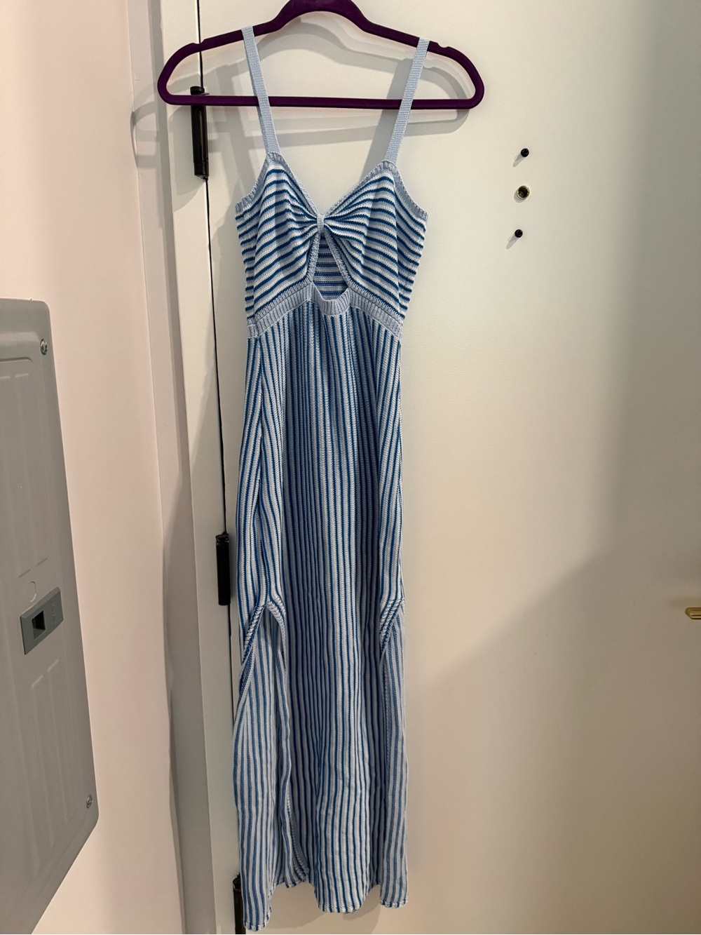 SHEIN Blue & White Striped Knit Dress